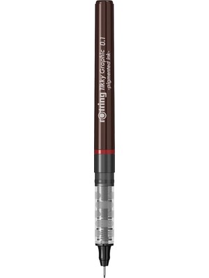 Ayrex Tikky Graphic Keçe Uçlu Teknik Çizim Kalemi, 0,1 Mm, Siyah Mürekkep, Kahverengi