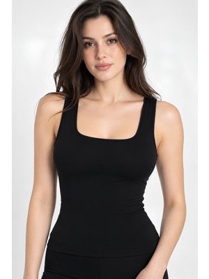 Jusmart Kadın Modal Kalın Askılı Göğüs Pedli T-Shirt | Kalın Askılı Kadın Üst | Modal Kumaş T-Shirt | Kaplı Üst Modeli | Günlük Kadın Üst Giyim | Sade Tasarım Modal Üst | C801-012