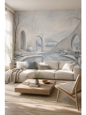 Dreamwall Kışın Sessizliğindeki Ay Kapısı Desenli Tek Parça Tekstil Duvar Kağıdı