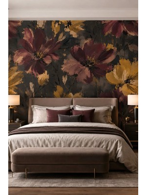 Dreamwall Gece Açanlar- Çiçekli Sanatsal Desenli Tek Parça Tekstil Duvar Kağıdı