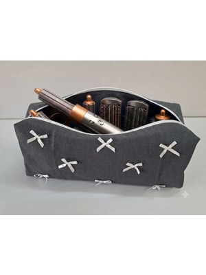 Dreamy Gray Denim Fiyonklu Dy.son ve Diğer Tüm Saç Şekillendiricilerine Uygun Organizer Çanta TB043
