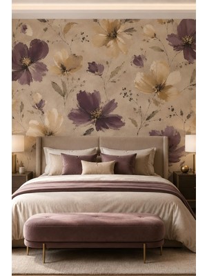 Dreamwall Miras Bahçesi- Sanatsal Çiçek Desenli Tek Parça Tekstil Duvar Kağıdı