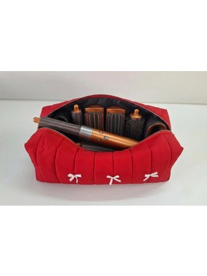 Dreamy Red Kapitone Fiyonklu Dy.son ve Diğer Tüm Saç Şekillendiricilerine Uygun Organizer Çanta TB043