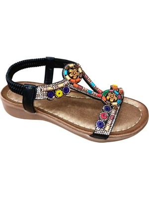 Guja 25y150-1 Kadın Taşlı Düz Taban Comfort Sandalet