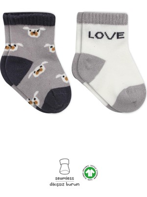 Bistyle 2'li Love Dog Penye Soket Çorap 10118 Gri