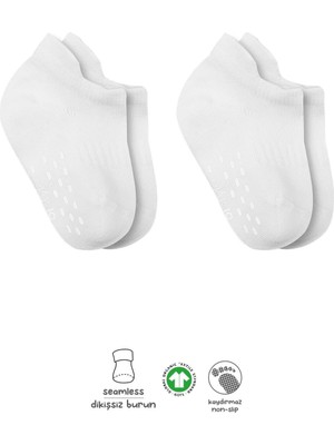 Bistyle 2'li Sneakers Kaymaz Basic Penye Çorap 20103 Beyaz Beyaz