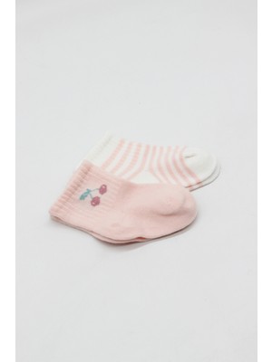 Bistyle Little Girl Penye Soket Çorap 2li 10139 Pembe Ekru
