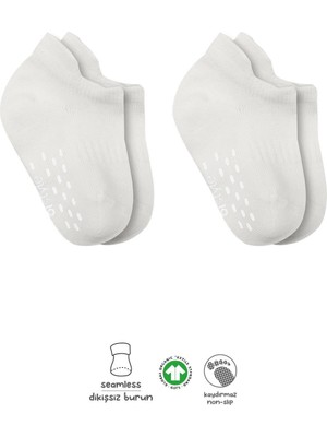 Bistyle 2'li Sneakers Kaymaz Basic Penye Çorap 20103 Ekru Ekru