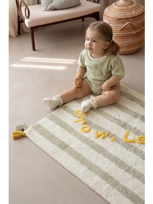 İrya Grow, Learn, Play Tekli %100 Pamuk Çocuk Odası Halısı 70X120 cm Hardal/peppermint Yeşil