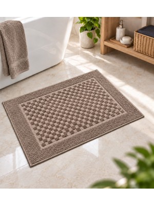 Glomar Premium Banyo Paspası %100 Pamuk Su Emici Kaymaz Tabanlı Yumuşak Dokulu Hızlı Kuruyan Vizon