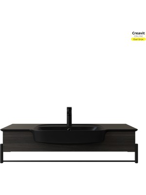 Creavit Kaya Lavabo Dolabı 100 cm Cabana Kömür Karası Lavabolu