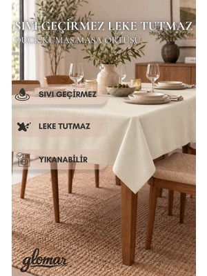 Glomar Hardal Soft Duck Masa Örtüsü Su ve Leke Itici Modern Dekoratif Sofra Örtüsü Masa Örtüsü