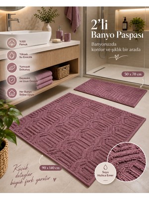 Glomar 2li Banyo Paspas Takımı Antrasit Yumuşak Makinada Yıkanabilir 50X70 ve 90X140