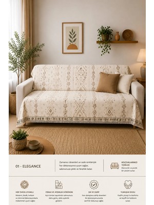 Lts Home Çok Amaçlı Modern Bohem Kadife Koltuk Örtüsü,çekyat Örtüsü Piknik Örtüsü Masa Örtüsü Kaymaz Süngerli 165X216