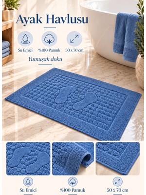 Glomar Banyo Paspası 1 Adet Ayak Havlusu Su Emicili %100 Pamuklu Otel Banyo Havlusu Ayak 50X70 Hardal