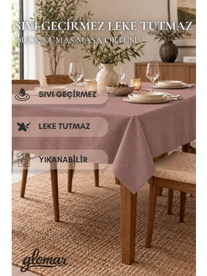 Glomar Hardal Soft Duck Masa Örtüsü Su ve Leke Itici Modern Dekoratif Sofra Örtüsü Masa Örtüsü