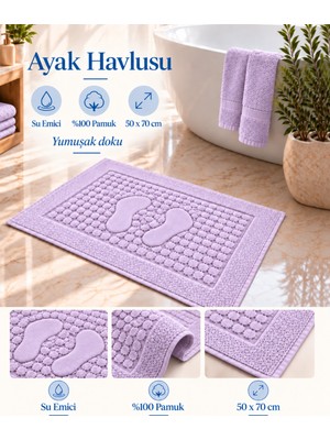 Glomar Banyo Paspası 1 Adet Ayak Havlusu Su Emicili %100 Pamuklu Otel Banyo Havlusu Ayak 50X70 Hardal