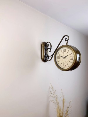 Çetiner Group Eskitme Metal Old Istasyon Saati 36 x 25 cm