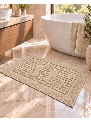 Glomar Banyo Paspası 1 Adet Ayak Havlusu Su Emicili %100 Pamuklu Otel Banyo Havlusu Ayak 50X70 Hardal