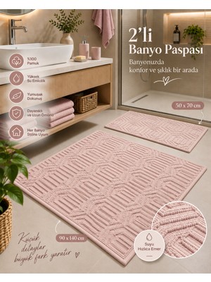 Glomar 2li Banyo Paspas Takımı Antrasit Yumuşak Makinada Yıkanabilir 50X70 ve 90X140