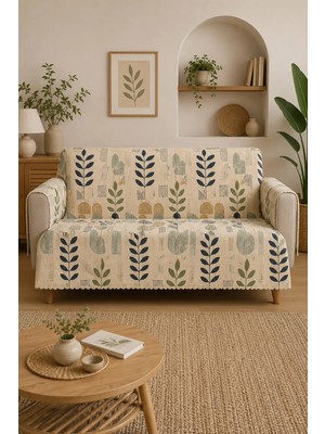 Lts Home Çok Amaçlı Modern Bohem Kadife Koltuk Örtüsü,çekyat Örtüsü Piknik Örtüsü Masa Örtüsü Kaymaz Süngerli 165X216