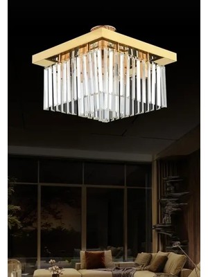 İstanbul Avize Yasemin 40 cm Gold Kristal Taşlı Avize