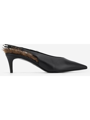 Valmenti Kadın Hakiki Deri Siyah Slingback Ayakkabı 1236 TT614001 Bn Ayk SK26-27 Nero