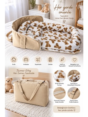 Jaju Baby Sevimli Ayıcık Taşınabilir Babynest & Taşıma Çantası – Katlanabilir, Büyüyebilen ve Seyahat Dostu Bebek Yatağı