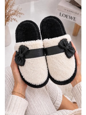 Footfrenzy Mira Soft Kadın Fiyonklu Peluş Terlik – Tüylü Kışlık Ev Terliği
