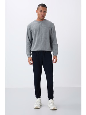 Tommy Life Lacivert Fermuar Cepli Standart Kalıp Jogger Erkek Eşofman Alt - 84651