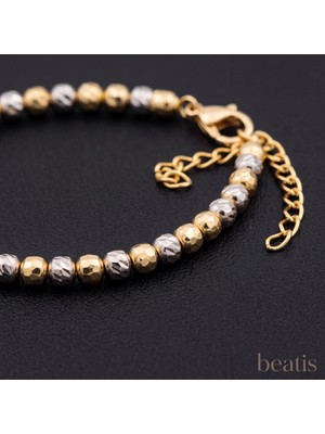 Beatis Gold Gümüş Iki Renk Dorika Toplu Zincir Ayarlanabilir Kadın Bileklik