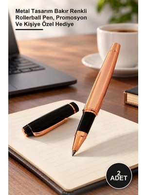 Yenilig 2 Adet Vıp Metal Roller Kalem – Metal Tasarım Bakır Renkli Rollerball Pen, Promosyon ve Kişiye Özel Hediye