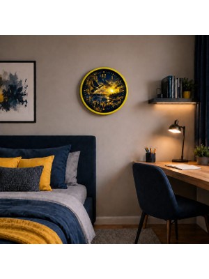 Çetiner Group Sarı Asil Kanatlar Taraftar Temalı 36 x 36 cm Duvar Saati