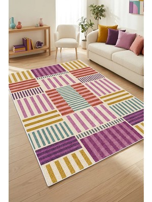 Decomia Home Dijital Kaymaz Yıkanabilir Renkli Salon Halısı Mutfak Halısı Koridor Halısı