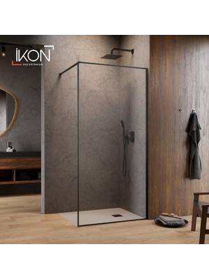 ikon Siyah Şeffaf Cam Yan Panel / Separatör
