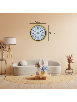 Çetiner Group 36 cm Sarı Standart Duvar Saati – Standart Roma Rakamlı