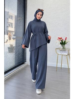 Esra Butik Asimetrik Tunik Pantolonlu Tesettür Ikili Takım