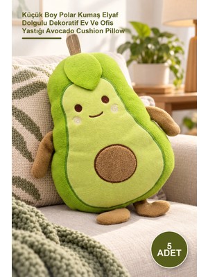 Yenilig 5 Adet Avokado Yastık – Küçük Boy Polar Kumaş Elyaf Dolgulu Dekoratif Ev ve Ofis Yastığı Avocado Cushion Pillow