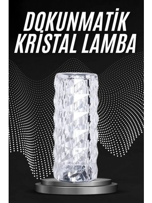 Pileli Store Kristal Lamba Masa Lambası Şarjlı Masa Lambası Dokunmatik Sensör USB Şarjlı