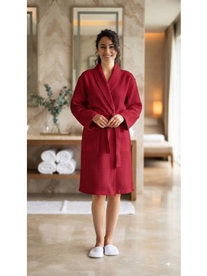 Embays %100 Pamuk Waffle ,lüks Otel & Spa Banyo Pike Bornozu ,hafif Yazlık Pike Bornoz , ,unisex Pike Bornoz