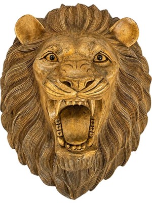 Dünyadan Hediyeler Maun Ağacı Ahşap El Oyması Aslan Büstü 50 cm No.8