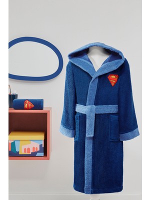 Özdilek Superman Hero Nakışlı Lisanslı Kapüşonlu Çocuk Bornozu 5/6 Yaş