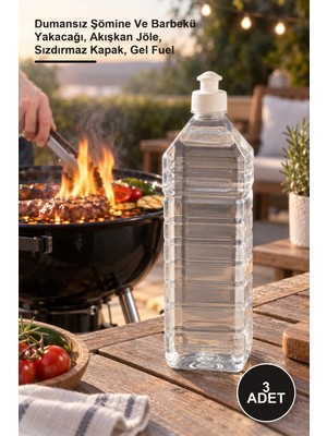 Yenilig 3 Adet Çok Amaçlı Kokusuz Jel Yakıt – Dumansız Şömine ve Barbekü Yakacağı, Akışkan Jöle, Sızdırmaz Kapak, Gel Fuel