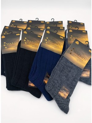 Warmen Erkek Yün Soket Çorap; Kışlık; Asorti 12 Li Paket (40-44)