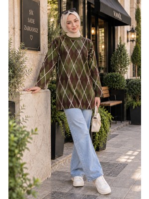 Esra Butik ✨ Baklava Desenli Triko Tunik – Şık ve Modern Günlük Stil