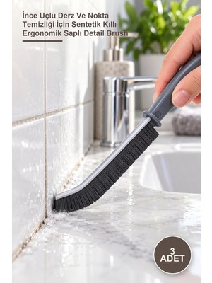 Yenilig 3 Adet Derz ve Detay Temizlik Fırçası – Ince Uçlu Derz ve Nokta Temizliği Için Sentetik Kıllı Ergonomik Saplı Detail Brush
