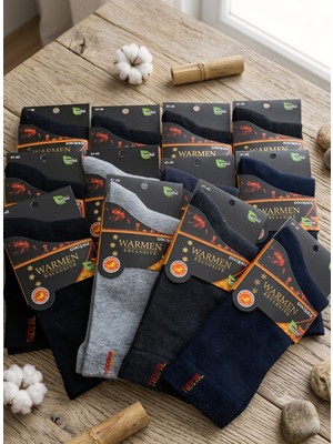 Warmen Erkek Bambu Thermal Havlu Çorap; Kışlık; Asorti 12 Li Paket (41-45)
