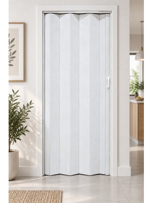 navagrey Pro Akordiyon Kapı Ahşap Desenli Beyaz 85 x 203 cm
