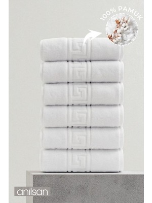 Anılsan 6'lı Greek El Havlusu - 50x90 Cm, 225 gr, %100 Pamuk, Spa Ve Otel Havlusu, Günlük Kullanıma Uygun