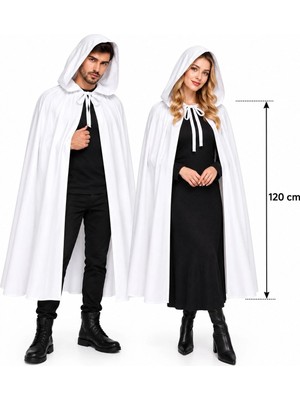 Melonika 120 cm Beyaz Kapüşonlu Uzun Hayalet Pelerin Crc